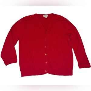 Vintage Crystal Kobe Red Cardigan 100% Cotton Button Down XL